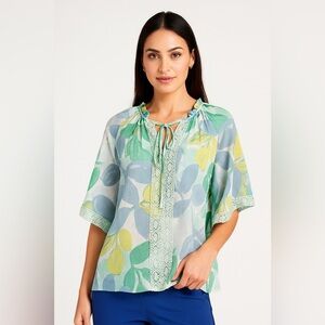 Hope & Harlow Multicolored  Floral Print Blouse Cottagecore Boho Resort Size XL